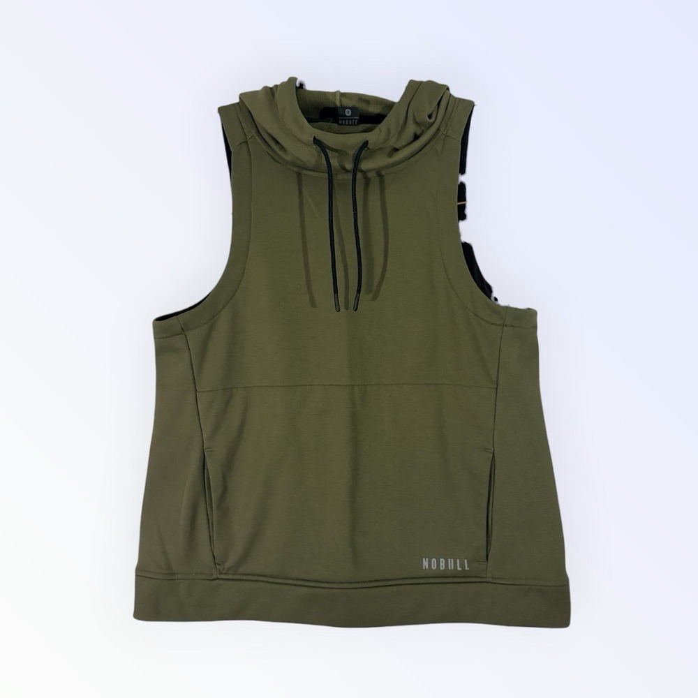 No Bull Mens Size SMALL Green Sleeveless Pullover Activewear Hoodie